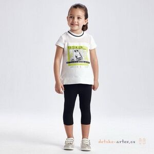 Size 4 Girls Mayoral White and Black Graphic Kids Set